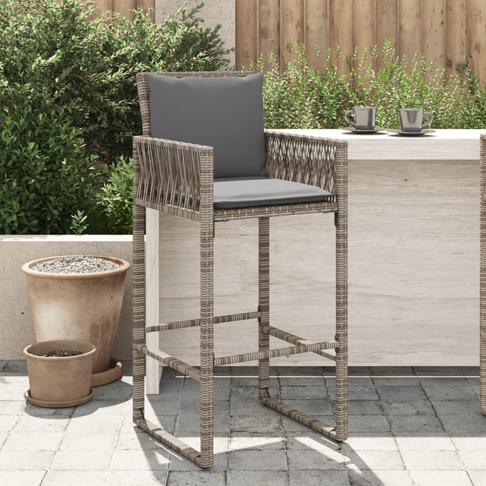 Sgabelli da Bar con Cuscini 2 pz Grigi in Polyrattan 368707