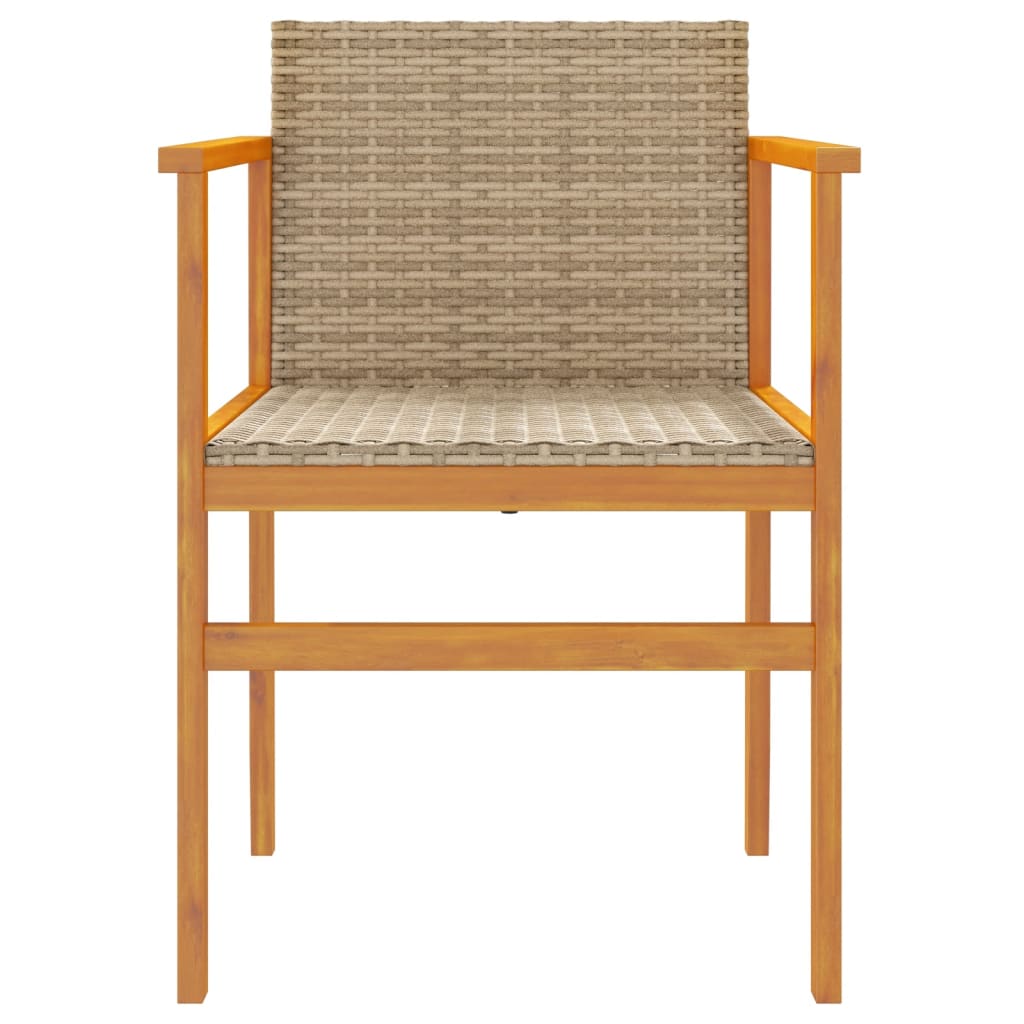 Sedie da Giardino 2 pz Beige in Polyrattan e Legno Massello 368710