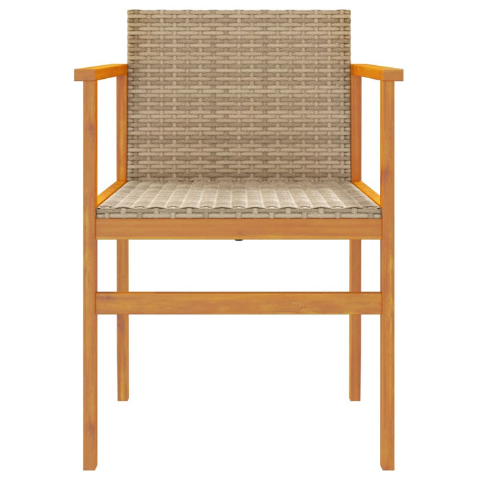 Sedie da Giardino 2 pz Beige in Polyrattan e Legno Massello 368710