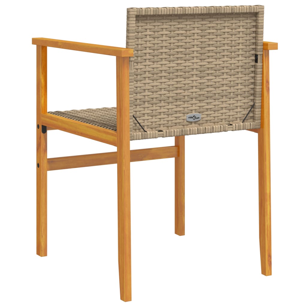 Sedie da Giardino 2 pz Beige in Polyrattan e Legno Massello 368710