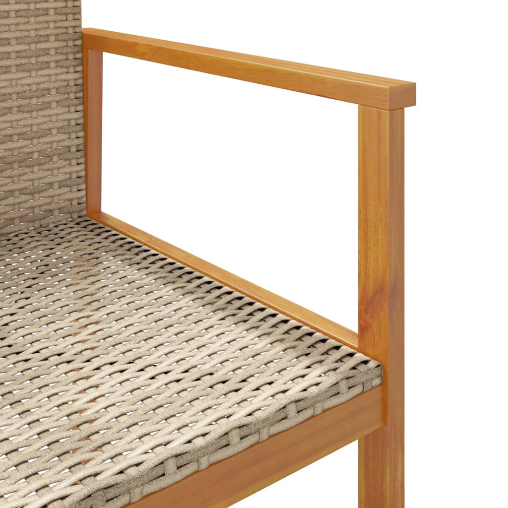 Sedie da Giardino 2 pz Beige in Polyrattan e Legno Massello 368710