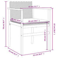 Sedie Giardino con Cuscini 2pz Grigie Polyrattan Legno Massello 368712