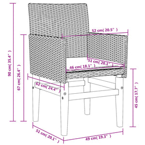 Sedie Giardino con Cuscini 2pz Nere Polyrattan e Legno Massello 368714