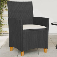 Sedie Giardino con Cuscini 2pz Nere Polyrattan e Legno Massello 368717