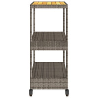 Carrello da Bar 3 Livelli Grigio Polyrattan e Massello Acacia 368724