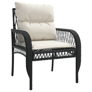 Set Divani da Giardino 4 pz con Cuscini Nero in Polyrattan 368726