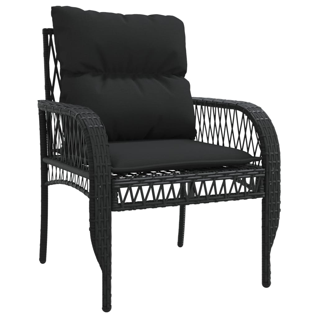 Set Divani da Giardino 4 pz con Cuscini Nero in Polyrattan 368727