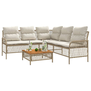 Set Divani da Giardino 2 pz con Cuscini Beige in Polyrattan 368735