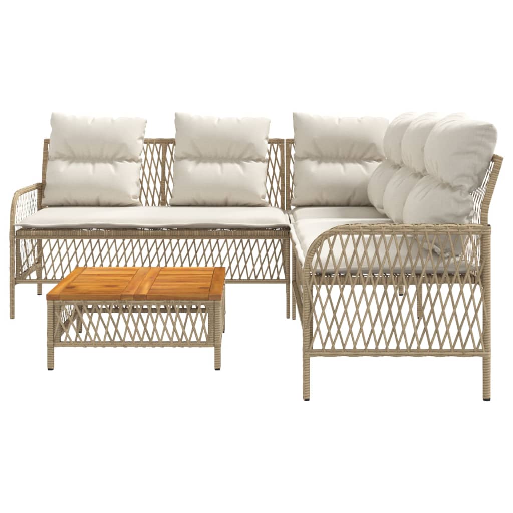 Set Divani da Giardino 2 pz con Cuscini Beige in Polyrattan 368735