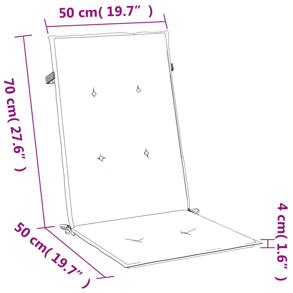 Cuscini Sedia Schiena Alta 2 Blu Mélange 120x50x4 Tessuto 4002424