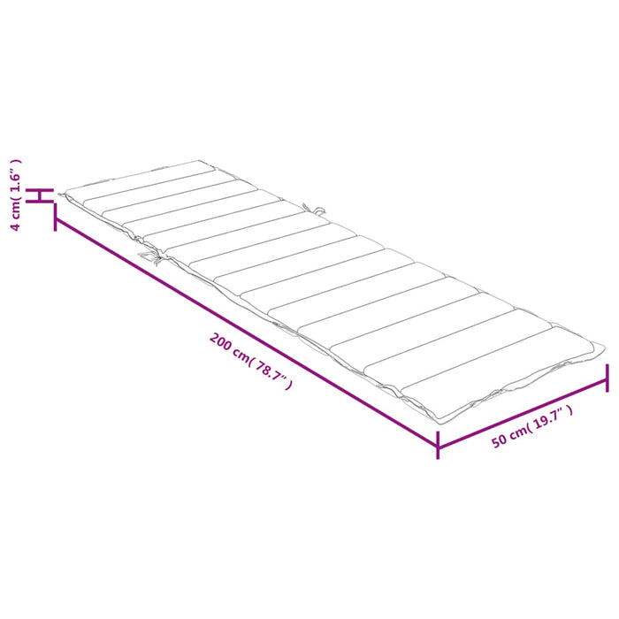 Cuscino per Lettino Prendisole Blu Mèlange 200x50x4cm Tessuto 4002502