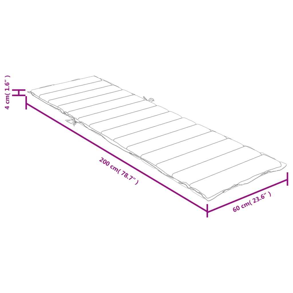 Cuscino per Lettino Prendisole Rosso Mèlange 200x60x4cm Tessuto 4002515