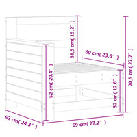 Divano senza Braccioli da Giardino 69x62x70,5cm Pino Impregnato 844887