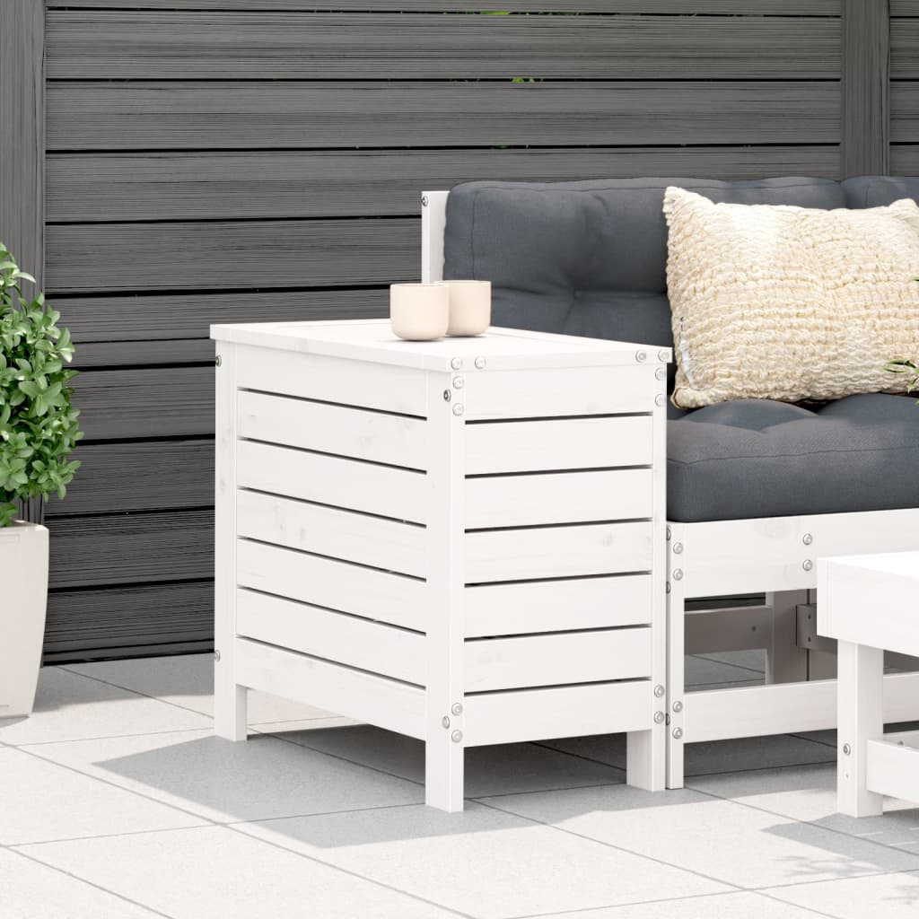 Poggiapiedi da Giardino Bianco 62x31,5x52cm Legno Massello Pino 844889