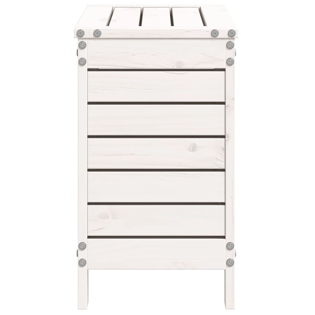 Poggiapiedi da Giardino Bianco 62x31,5x52cm Legno Massello Pino 844889