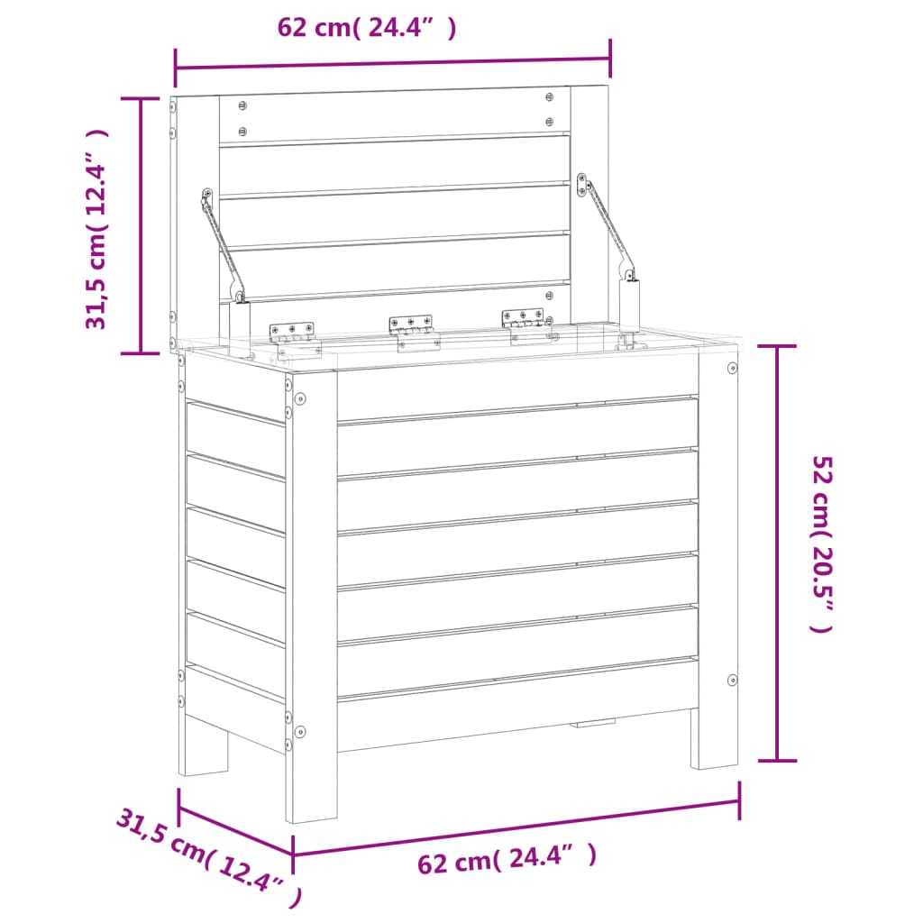 Poggiapiedi da Giardino Bianco 62x31,5x52cm Legno Massello Pino 844889