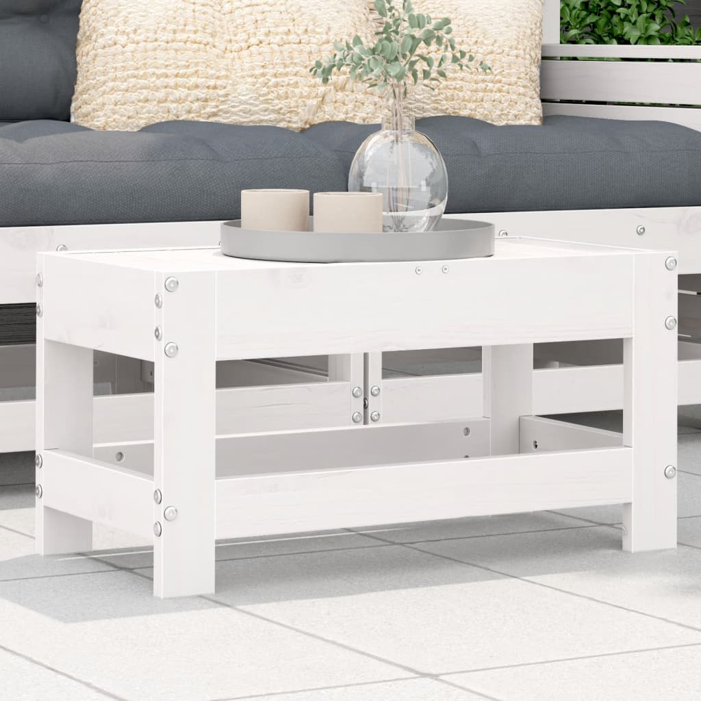 Poggiapiedi da Giardino Bianco 62x30x32 cm Legno Massello Pino 844894