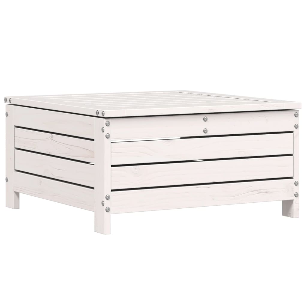 Poggiapiedi Giardino Bianco 62x63,5x32 cm Legno Massello Pino 844899