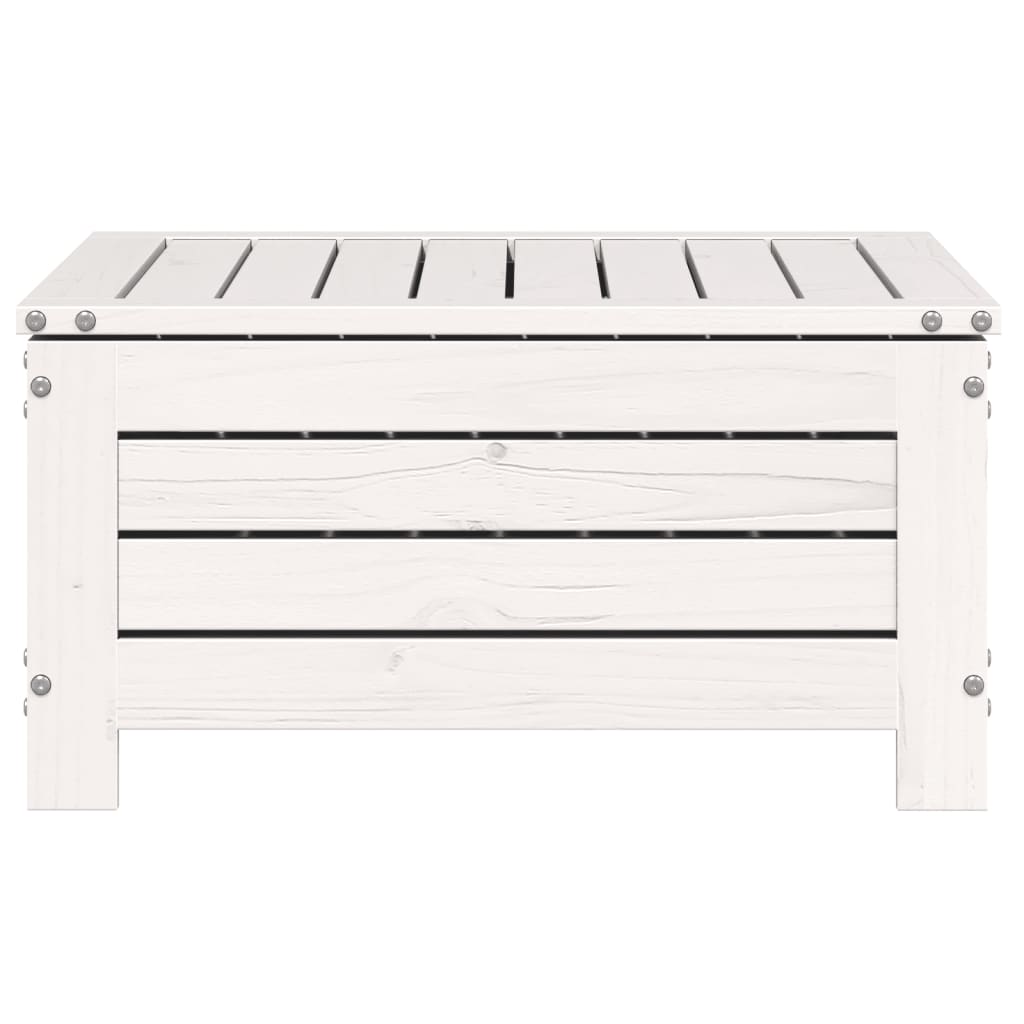 Poggiapiedi Giardino Bianco 62x63,5x32 cm Legno Massello Pino 844899