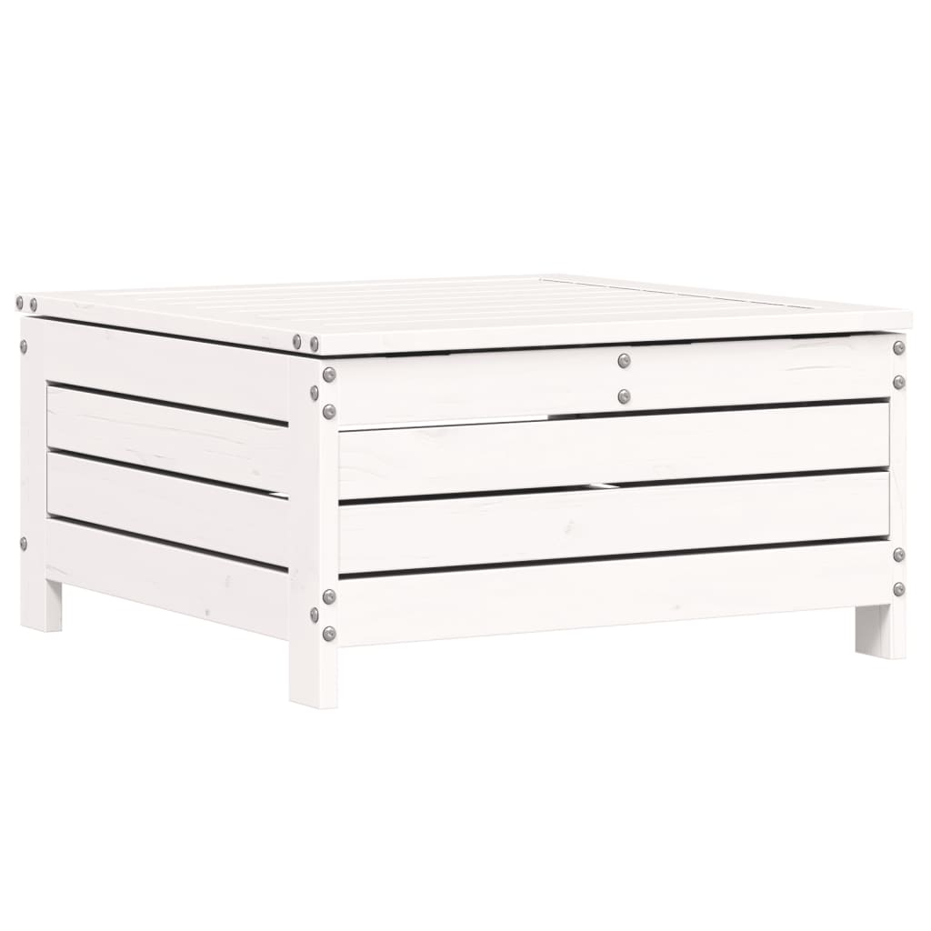 Poggiapiedi Giardino Bianco 62x63,5x32 cm Legno Massello Pino 844899