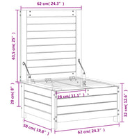 Poggiapiedi Giardino Bianco 62x63,5x32 cm Legno Massello Pino 844899