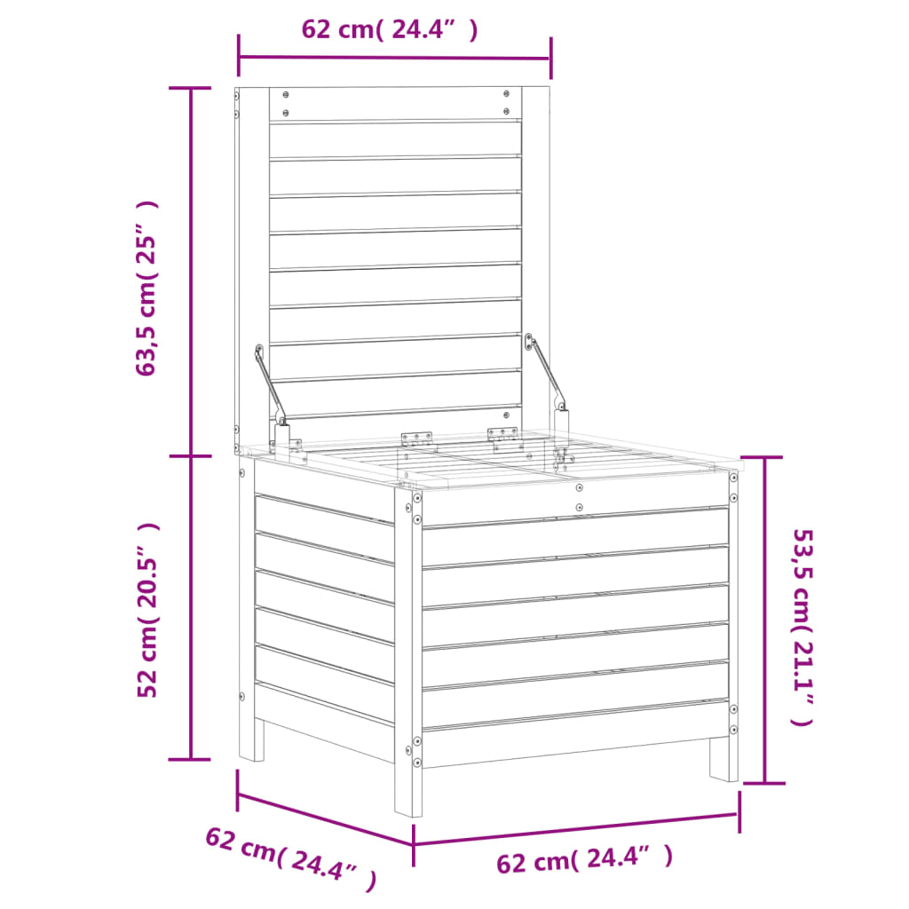 Poggiapiedi Giardino Bianco 62x63,5x53,5 cm Legno Massello Pino 844904