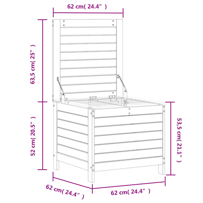 Poggiapiedi Giardino Bianco 62x63,5x53,5 cm Legno Massello Pino 844904