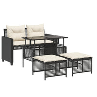 Set Divani da Giardino 4 pz con Cuscini Nero Polyrattan Vetrocod mxl 116446