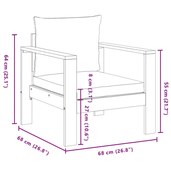 Sedia da Giardino con Cuscini in Legno Massello di Acacia 367621