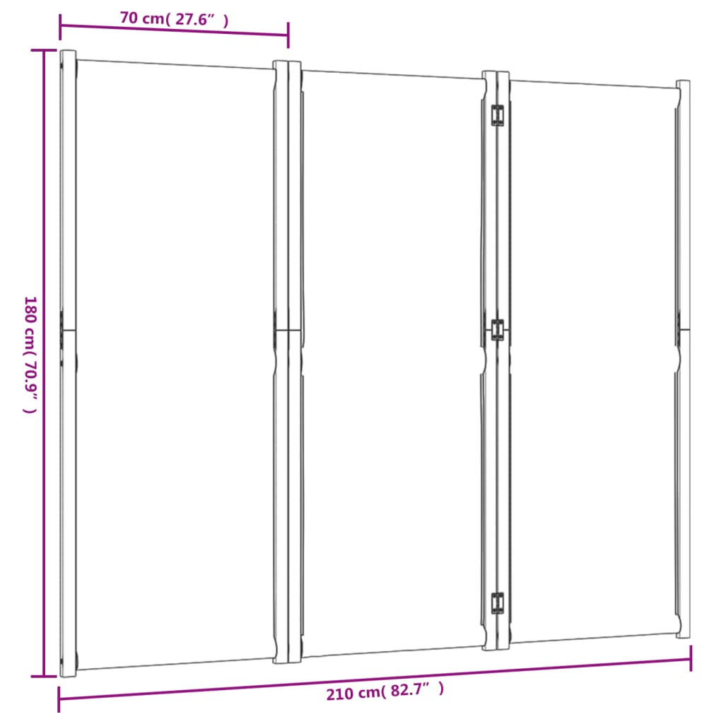 Divisorio a 3 Pannelli Grigio Chiaro 210x180 cm 4003355