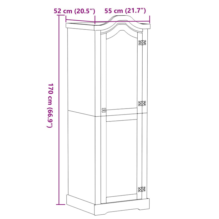 Armadio Corona 55x52x170 cm in Legno Massello di Pino 4002764