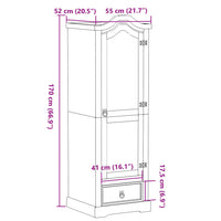 Armadio Corona 55x52x170 cm in Legno Massello di Pino 4002765