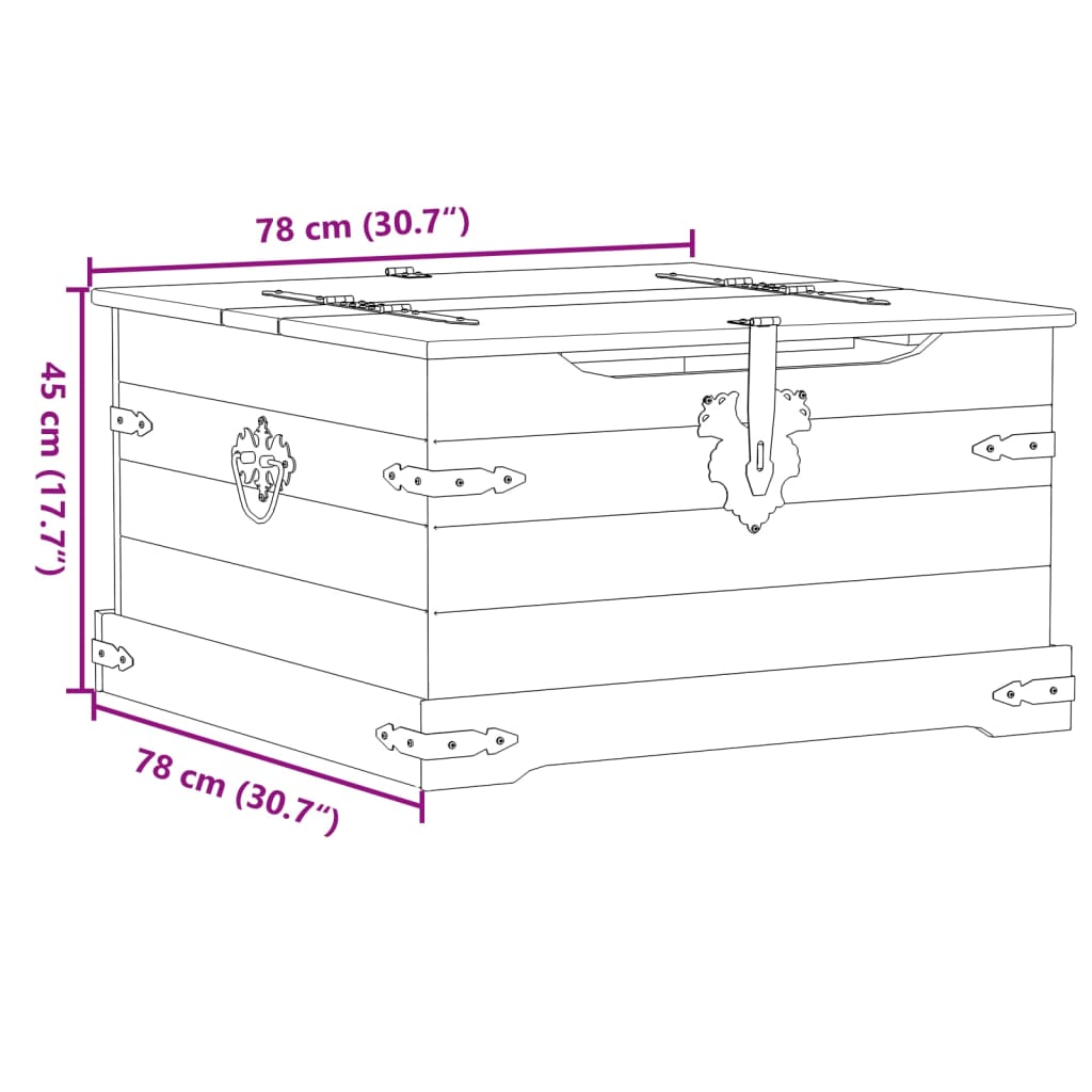 Scatola Portaoggetti Corona 78x78x45 cm Legno Massello di Pino 4002771