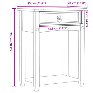 Tavolino Consolle Corona 55x35x73 cm in Legno Massello di Pino 4002774