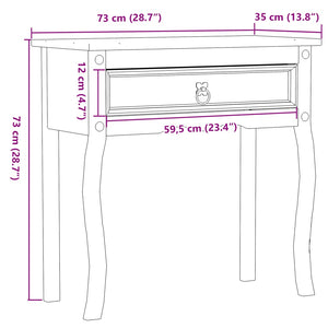 Tavolino Consolle Corona 73x35x73 cm in Legno Massello di Pino 4002776