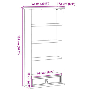 Mobile Porta CD Corona 52x17,5x103 cm in Legno Massello di Pino 4002781