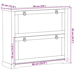 Scarpiera Corona 99x32x85 cm in Legno Massello di Pino 4002785