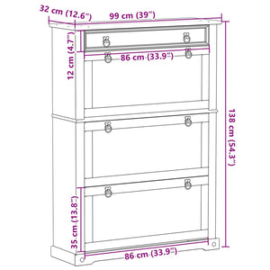 Scarpiera Corona 99x32x138 cm in Legno Massello di Pino 4002788