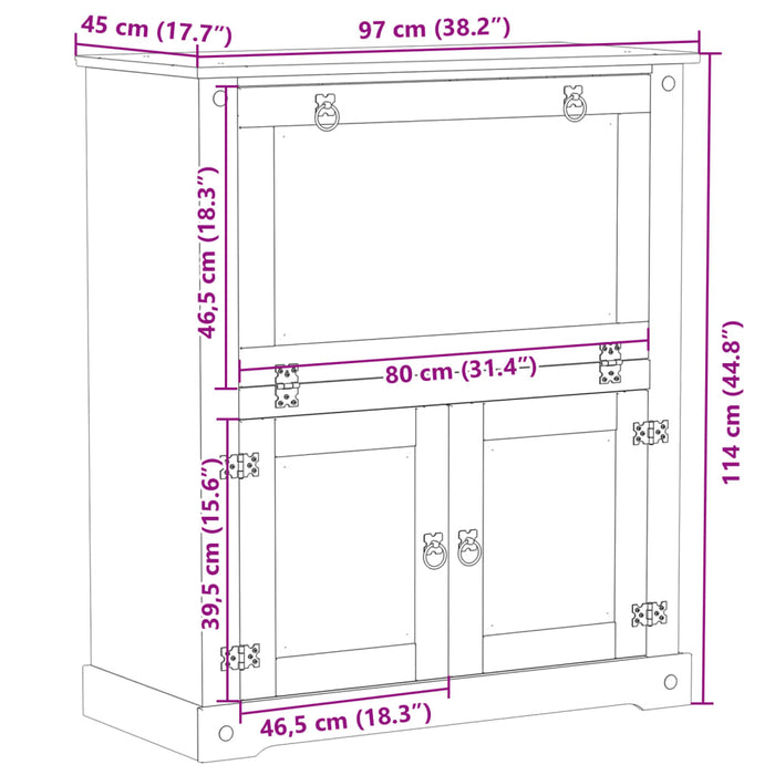 Cantinetta per Vini Corona 97x45x114 cm Legno Massello di Pino 4002789