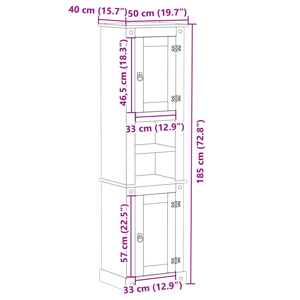 Mobile da Bagno Corona 50x40x185 cm in Legno Massello di Pino 4002792