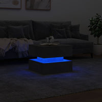 Tavolino da Salotto con Luci LED Grigio Cemento 50x50x40 cm 839857