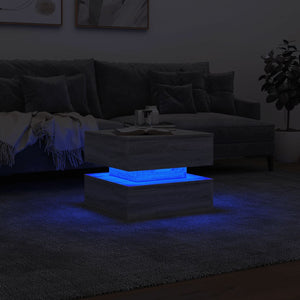 Tavolino da Salotto con Luci LED Grigio Sonoma 50x50x40 cm 839859