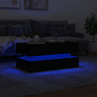 Tavolino da Soggiorno con Luci LED Nero 90x50x40 cm 839862