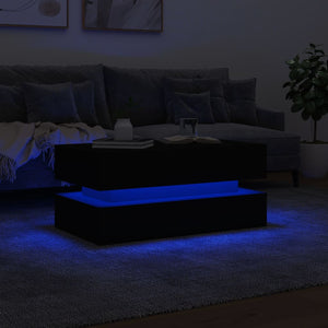 Tavolino da Soggiorno con Luci LED Nero 90x50x40 cm 839862