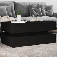 Tavolino da Soggiorno con Luci LED Nero 90x50x40 cm 839862