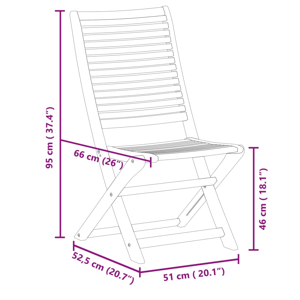 Sedie da Giardino Pieghevoli 2 pz in Legno Massello di Acacia 367696