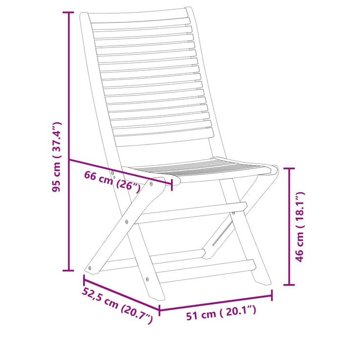 Sedie da Giardino Pieghevoli 2 pz in Legno Massello di Acacia 367696