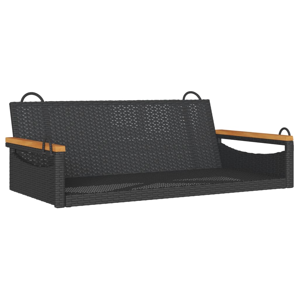 Panchina Dondolo Nera 109x62x40 cm in Polyrattan 368143