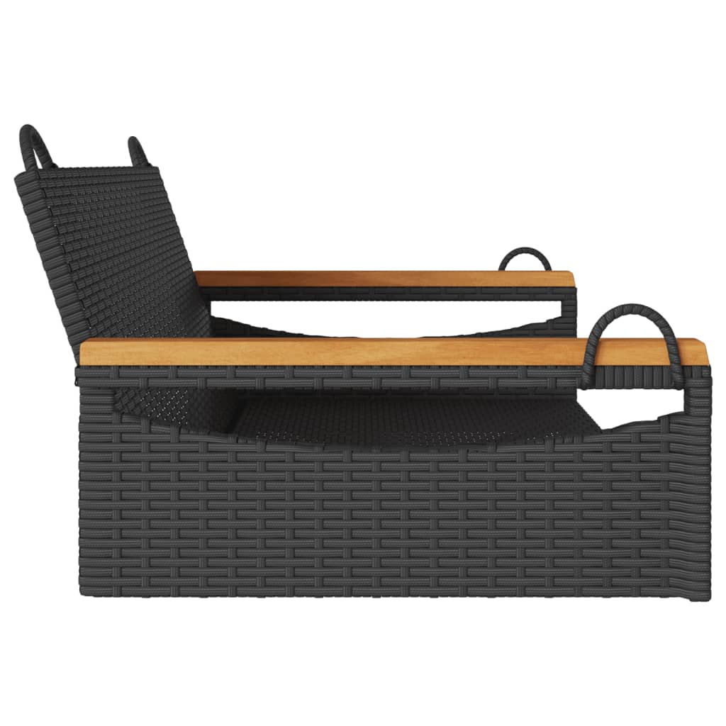 Panchina Dondolo Nera 109x62x40 cm in Polyrattan 368143