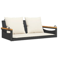 Panchina a Dondolo con Cuscini Nera 109x62x40 cm in Polyrattan 368146